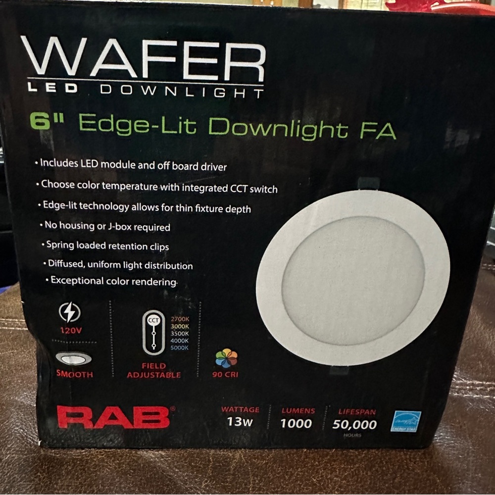 RAB 6 inch‎ Wafer  LED Recessed Down Light WFRL6R139FA120WS